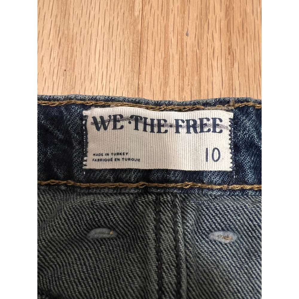 Free People We The Free Denim Maxi Skirt Blue A-Line Front Slit Size 10 - Picture 5 of 8